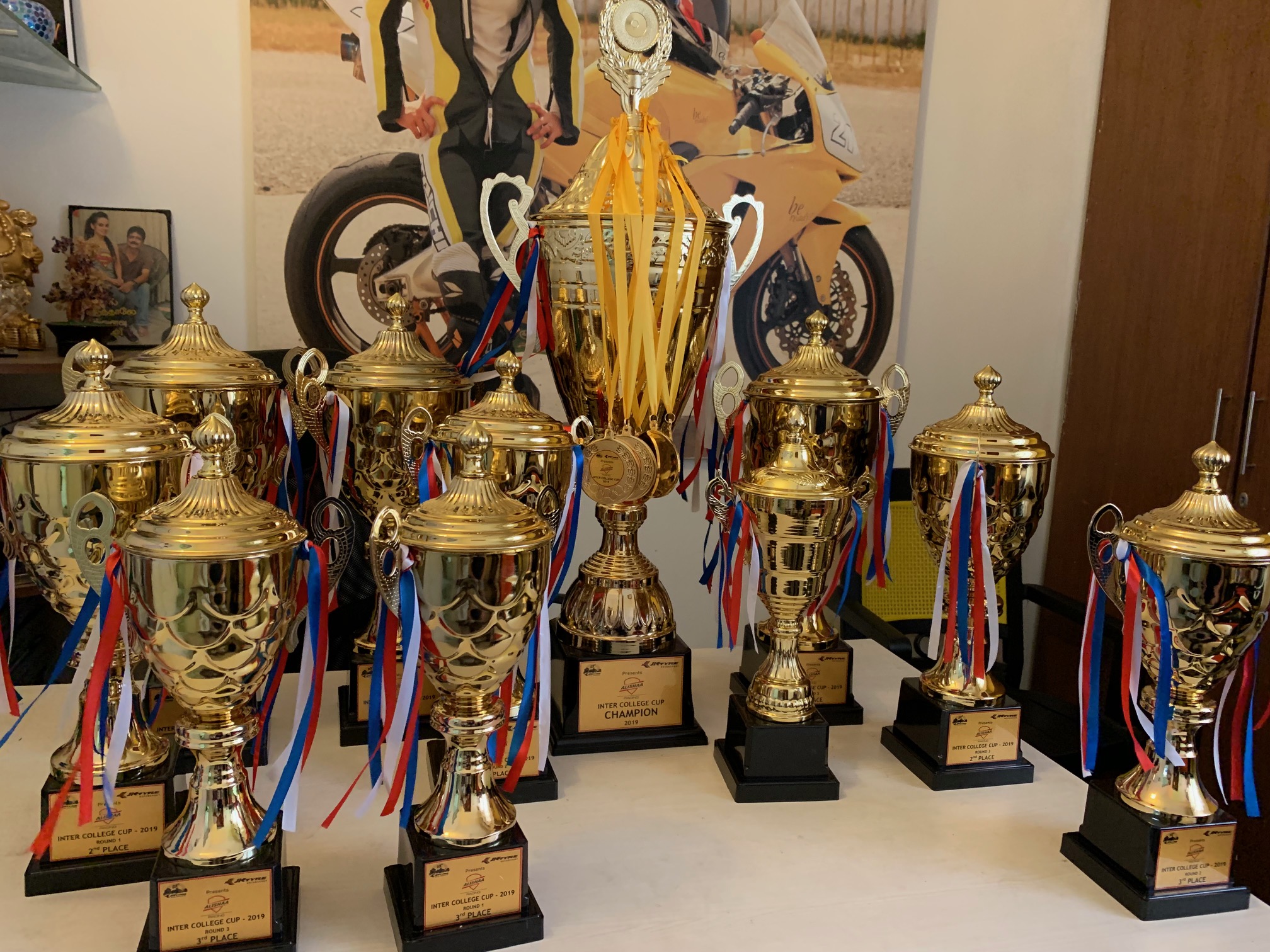 Collection of gold trophies